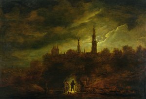 Landschap bij maanlicht